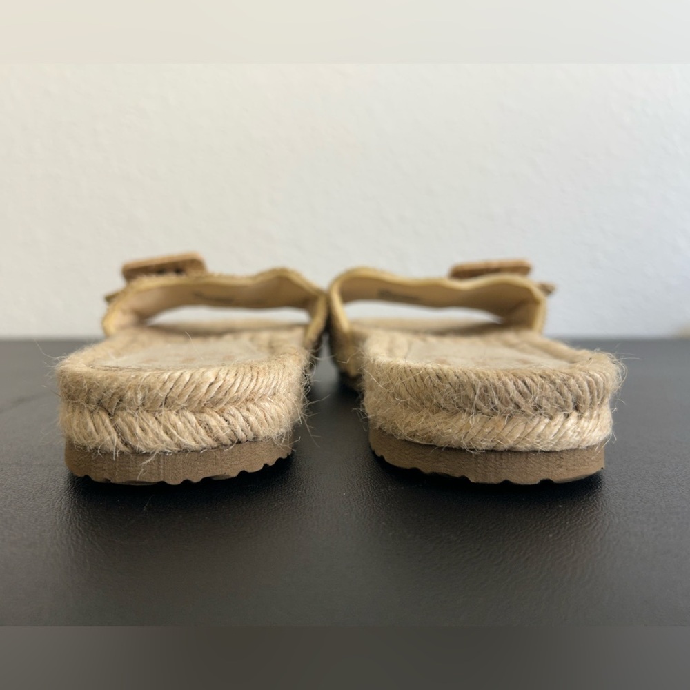 HAUTE HIPPIE Size 7.5M Nyssa Raffia Buckle Slides NATURAL COLOR - Picture 5 of 9